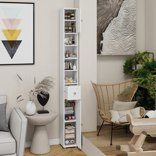 Badschrank Schmal Weiß 20x20cm, Nischenschrank 180 cm hoch