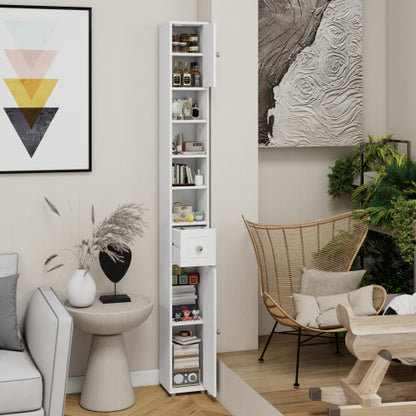 Badschrank Schmal Weiß 20x20cm, Nischenschrank 180 cm hoch