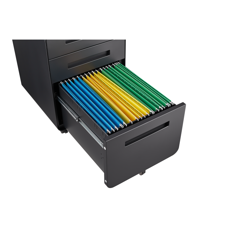 3 Drawer Mobile File Cabinet Under Desk Office,Simple Style Versatile Storage Cabinet for Legal/Letter/A4 Files, 5 Wheel Design Anti-Tilting Cold Rolled Steel Waterproof Moisture-Proof Black