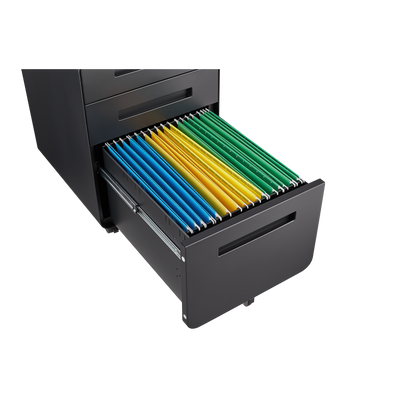 3 Drawer Mobile File Cabinet Under Desk Office,Simple Style Versatile Storage Cabinet for Legal/Letter/A4 Files, 5 Wheel Design Anti-Tilting Cold Rolled Steel Waterproof Moisture-Proof Black