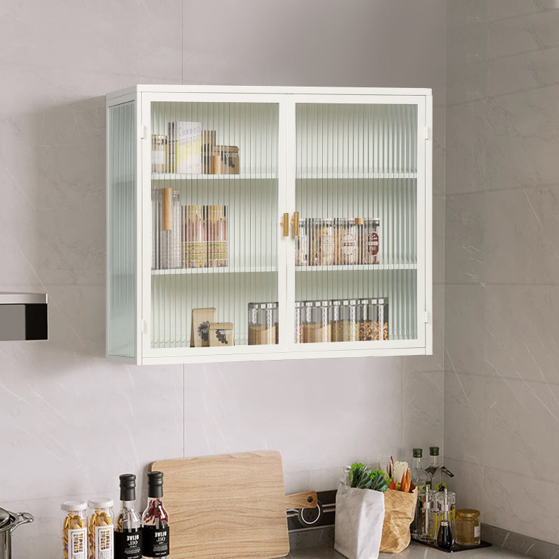 70CM Glastüren Moderner zweitüriger Wandschrank mit dreistufiger Lagerung für Eingangsbereich Wohnzimmer Badezimmer Esszimmer(Black)
