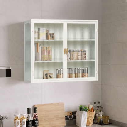 70CM Glastüren Moderner zweitüriger Wandschrank mit dreistufiger Lagerung für Eingangsbereich Wohnzimmer Badezimmer Esszimmer(Black)