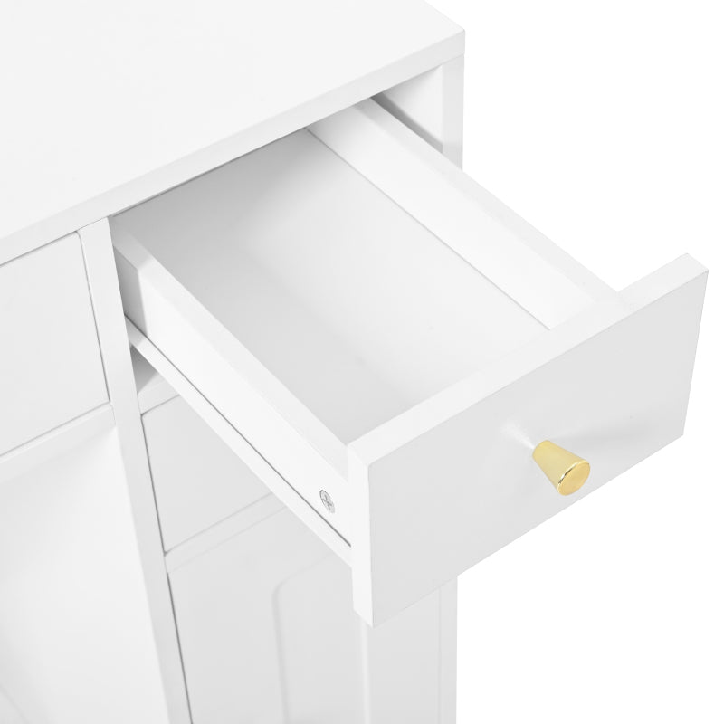 Große Schminktisch mit verstellbaren LED-Beleuchtung und Steckdosen, für das Schlafzimmer, Weiß