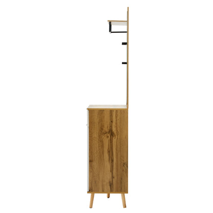 Multifunktionales Garderobenset aus Holz mit Spiegel, Schuhbank, Schuhschrank, Schublade, Regal und Kleiderhaken – Modernes Design mit hydraulischen Scharnieren und praktischem Stauraum