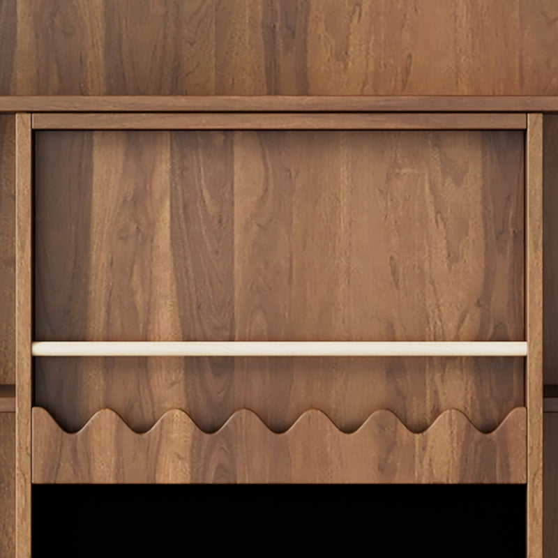 Bücherregal mit Tafel, Schiebetüren & Bilderbuch Ablage, Offenes 9-Fach Regal mit großem Stauraum, 120x38.5x151.5 cm, Nussbaumfarben