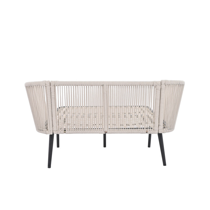 Gartensofa mit 2 Kissen und 2 Polster, Sonnenliege im Außenbereich, Gartenlounge, Kissen sind abnehmbar und waschbar, Beige
