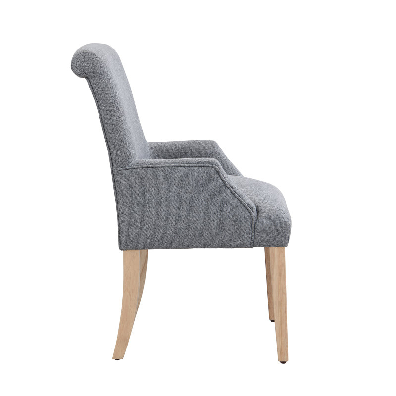 Esszimmerstuhl aus Leinen, 2er-Set, Küchenstuhl, Wohnzimmer-Loungesessel, Grau