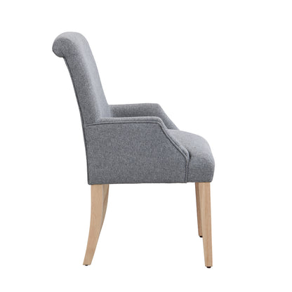 Esszimmerstuhl aus Leinen, 2er-Set, Küchenstuhl, Wohnzimmer-Loungesessel, Grau