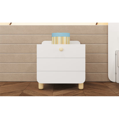 Nachttisch mit 1 Schublade, geräuschlose Auszüge mit Einlegeböden, feine holzfarbene Füße, Stauraum im Wohn- und Schlafzimmer, einzigartiges und minimalistisches Design, Weiß