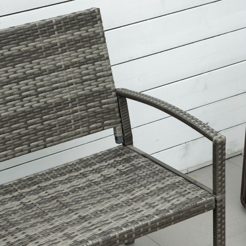 Gartenbank Rattan Optik Parkbank mit Stahlrahmen für 2 Personen Balkonbank bis 320 kg belastbar Grau Gartenmöbel