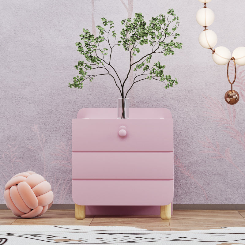 Nachttisch mit 1 Schublade, geräuschlose Auszüge mit Einlegeböden, feine holzfarbene Füße, Stauraum im Wohn- und Schlafzimmer, einzigartiges und minimalistisches Design, Rosa