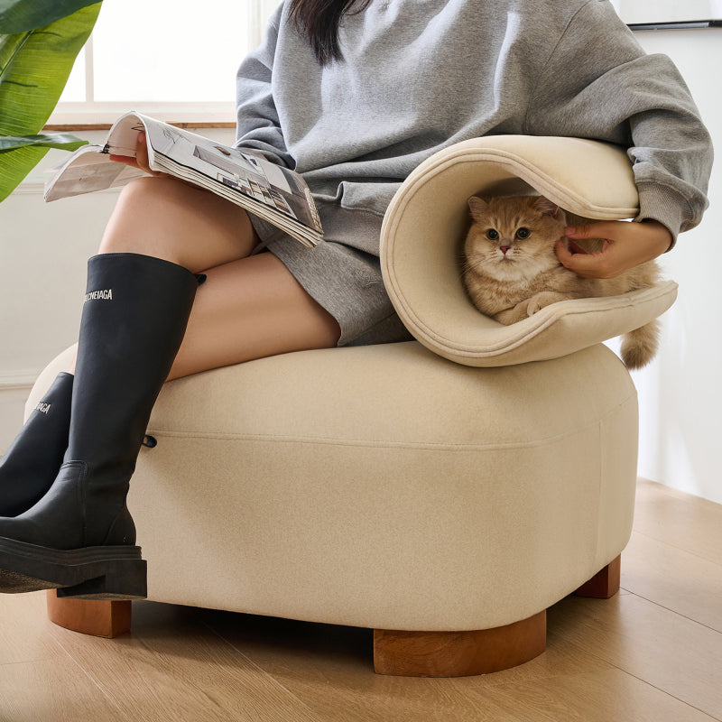 Mehrzweck-Sofa mit Katzenhöhle - haustierfreundlicher Futon für Wohn- und Schlafzimmer, Design für Mensch und Katze, Einsitzer-Sofa