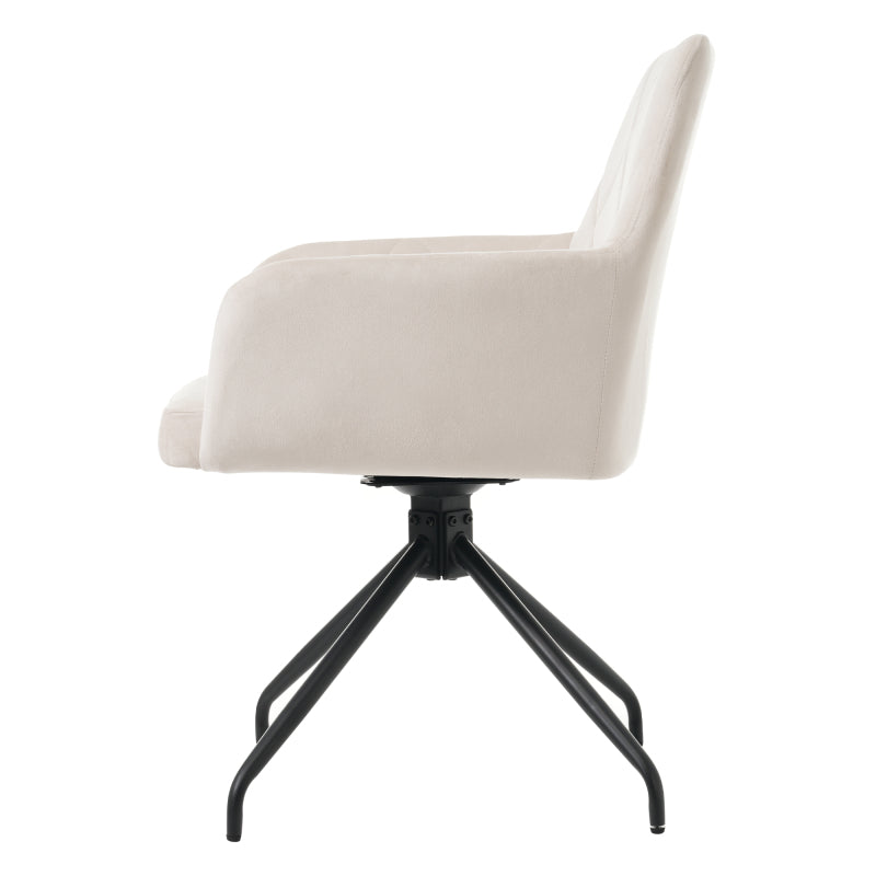 2er Set 360° Drehbarer Esszimmerstühle mit Rautenmuster, Samt,Beige