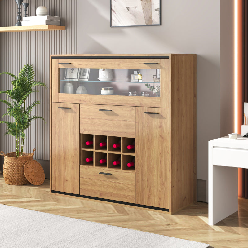 Sideboard, Eleganter Weinschrank mit Doppeltüren, Glasregal und Weinhalterung - Perfekte Aufbewahrung in einem stilvollen Sideboard