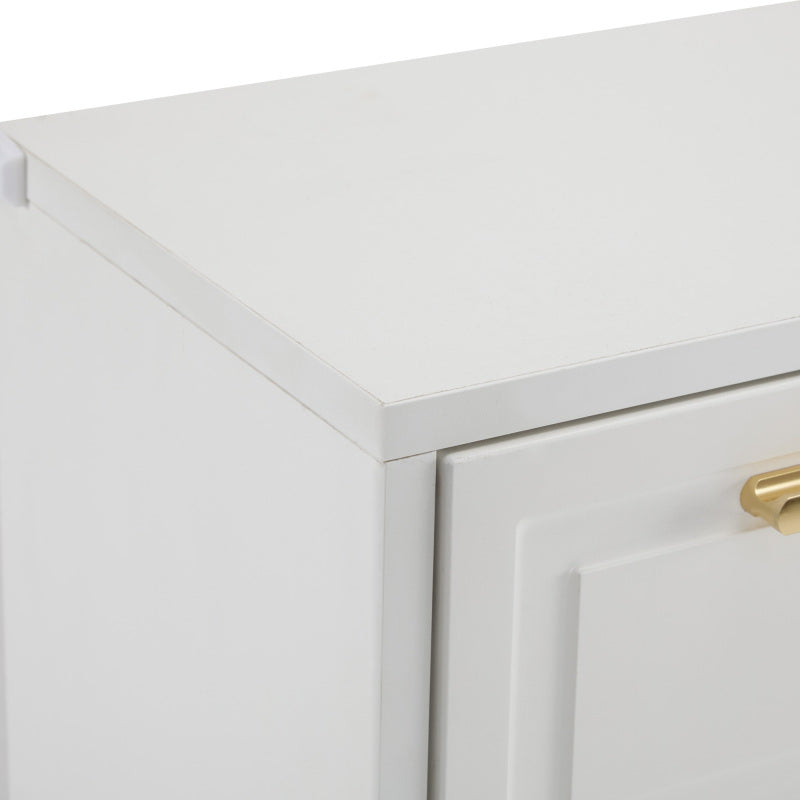 Moderne Schuhschrank, mit verstellbaren Regalen, goldenen Griffen, Schubladen, Klappschuhschrank und Türen,  weiß, B95/D24/H107.5