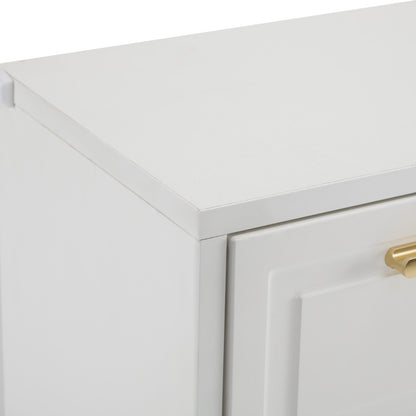 Moderne Schuhschrank, mit verstellbaren Regalen, goldenen Griffen, Schubladen, Klappschuhschrank und Türen,  weiß, B95/D24/H107.5