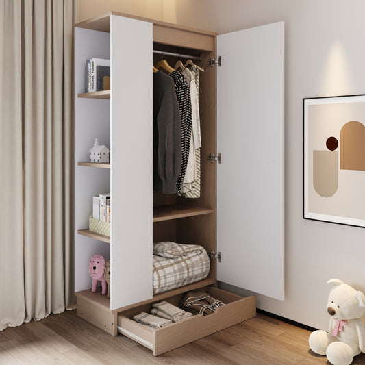 Kleiderschrank 70*40*170cm, eintürige Ausführung, mit Einlegeböden und Schubladen, weiß