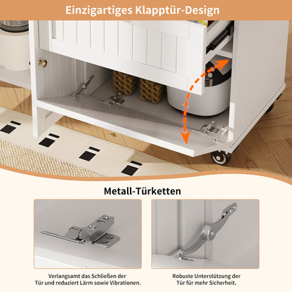 Moderne Kücheninsel, Küchenschrank, buffetschrank, Speisewagen mit Holzmaserung, buffetschrank, Multifunktionale Esstisch mit Speicherraum, Speisewagen mit Stretchfunktionsschränken, weiß