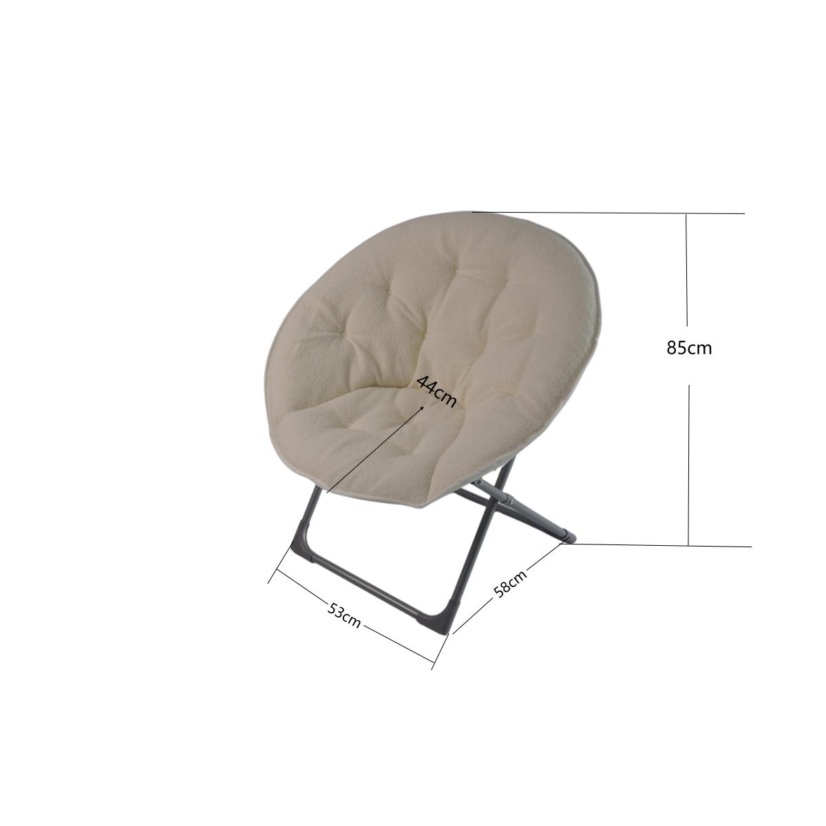 Klappbarer Moon Chair Schafwolle-Bezug, XXL, Traglast 110 kg, Platzsparend, Beige
