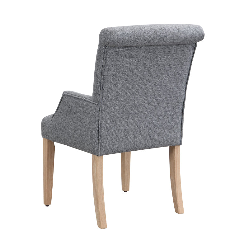 Esszimmerstuhl aus Leinen, 2er-Set, Küchenstuhl, Wohnzimmer-Loungesessel, Grau