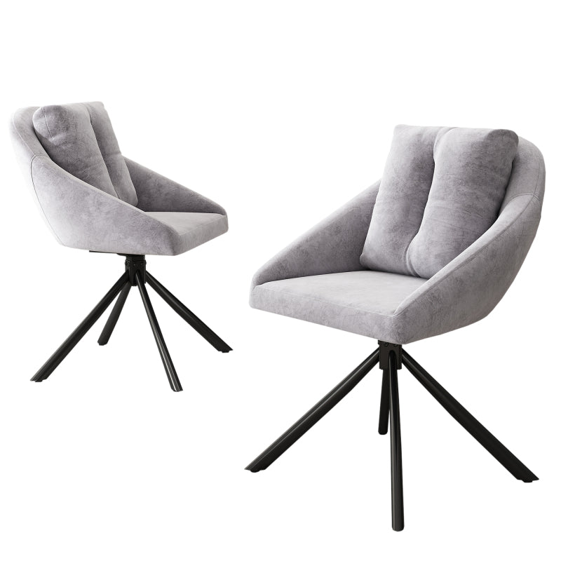 Moderner grauer Samtstuhl, stilvoller und bequemer drehbarer Esszimmerstuhl, atmungsaktiver Samtstoff, ergonomisches Design, eleganter grauer Drehstuhl