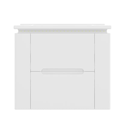 60x46x48.5cm wandhängend Badezimmerschränk, komplett lackiert, LED-Radarsensor-Beleuchtung, zwei Schubladen, leise Gleitschienen, Zwei seitliche Ablagen, Waschtisch, integriertes Waschbecken, weiß