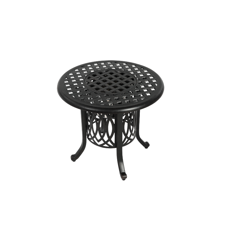 Outdoor Aluminum Table with Ice Bucket,Patio Side Table,  Aluminum End Table with Adjustable Footpads, Outdoor Small Coffee Table