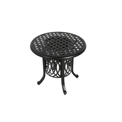 Outdoor Aluminum Table with Ice Bucket,Patio Side Table,  Aluminum End Table with Adjustable Footpads, Outdoor Small Coffee Table
