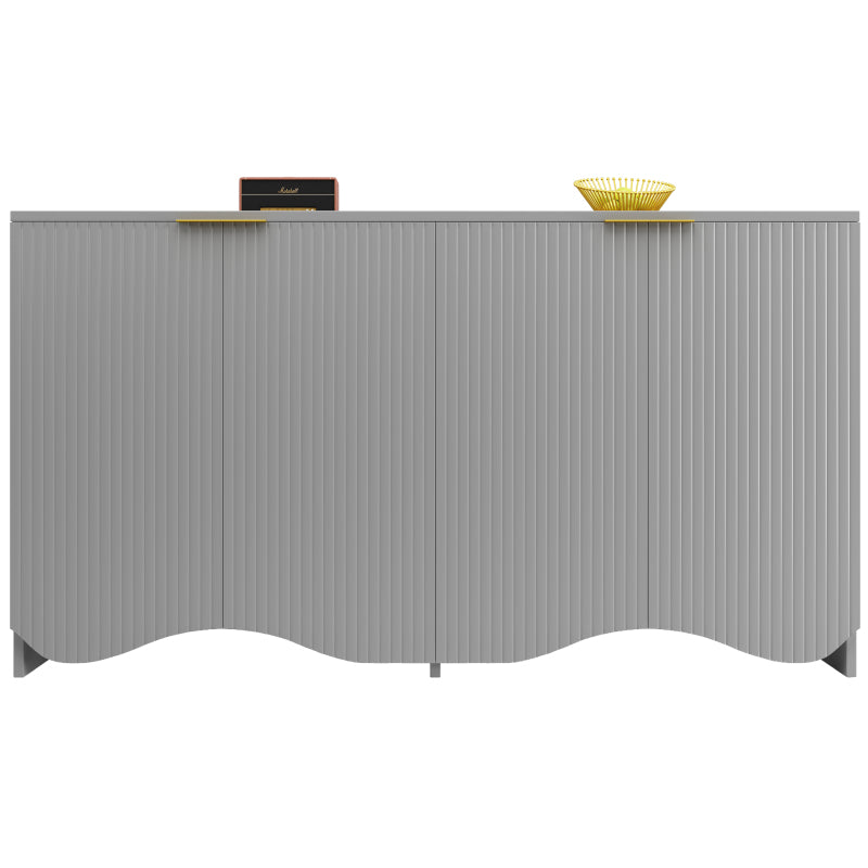 Sideboard(140×40×85cm), buffetschrank, cabinets, Esszimmer Wohnzimmer Aufbewahrungsschränke, Gemusterte Schränke, Freistehende Schränke, Küchenmöbel,Wellenmuster-Design, Grau