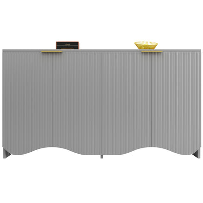 Sideboard(140×40×85cm), buffetschrank, cabinets, Esszimmer Wohnzimmer Aufbewahrungsschränke, Gemusterte Schränke, Freistehende Schränke, Küchenmöbel,Wellenmuster-Design, Grau