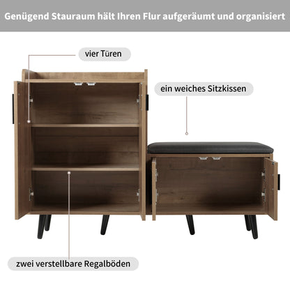 Moderner Schuhbänke mit Holzmaserung, Schuhschrank