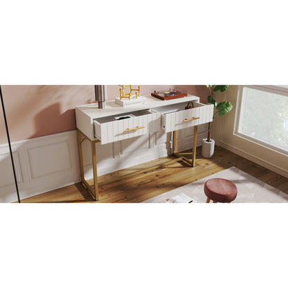 Schminktisch mit 2 Schubladen 75cm Höhe ,Kommode Schlafzimmer Highboard Weiss Sideboard Schubladenkommode Kommode für Schlafzimmer, Weiß -H75/B100/T45 cm