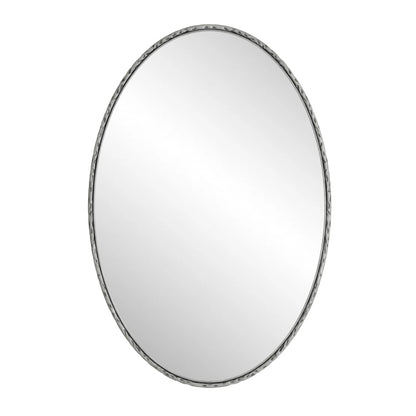 Iron Art Oval Retro Mirror, Antique Effect, Wall Hanging, Suitable For Bathroom, Bedroom, Living Room (Silver)