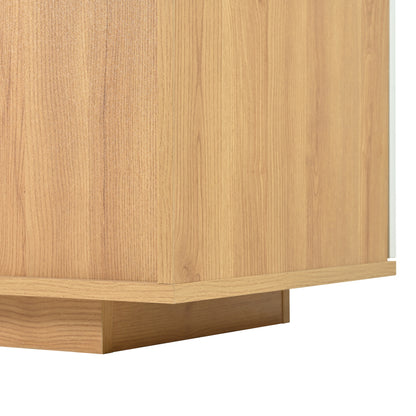 Modernes Sideboard-Schrank mit viel Stauraum, mit LED-Beleuchtung, 160x40x77cm, 2 Türen, 4 Schubladen, Glasablage, Holzoptik, Weiß,Wohnzimmermöbel, Organizer, Kommode, Mehrzweckschrank.