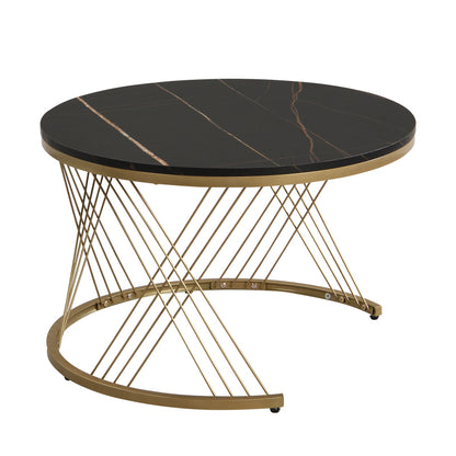 Eleganter zusammensetzbarer Couchtisch: Marmoroptik, Golddekor, Beistelltisch mit Schubladen – 2er-Set