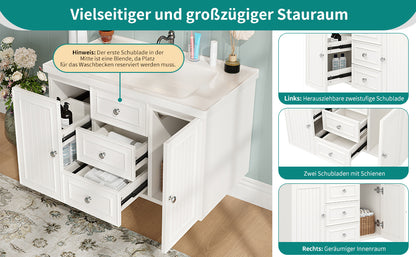 Badezimmerschrank mit Waschbecken,weiß