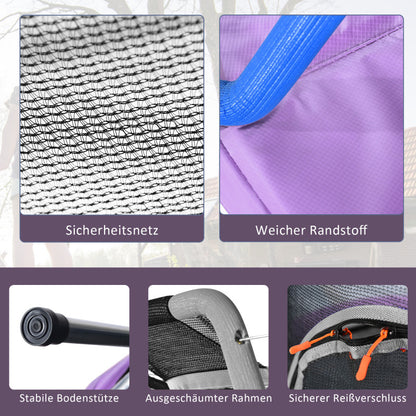 Trampolin Set für den Innen- und Außenbereich, Gewichtskapazität: 50 kg, Größe(H*L): 157x147 cm, Lila/Grau