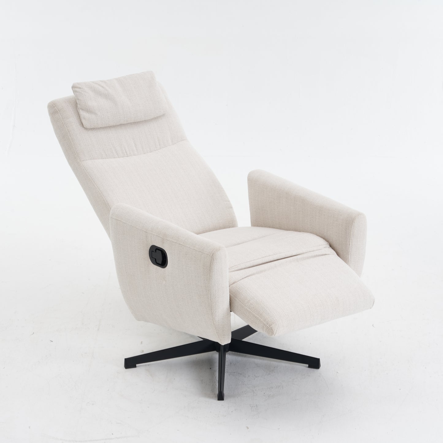 Bequemer Relaxsessel mit Liegefunktion – Chenille Fernsehsessel mit Fußstütze, drehbarer Stillsessel & Loungesessel für Wohnzimmer, modernes Sofa, Beige