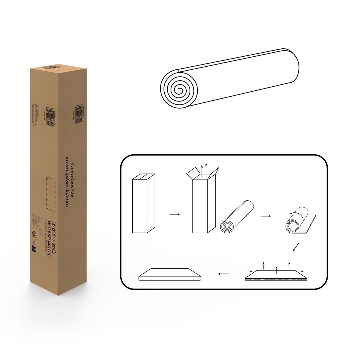 Schaumstoff-Matratze/Topper 180x200 cm, H3, 5 cm Höhe, Öko-TEX, Waschbar