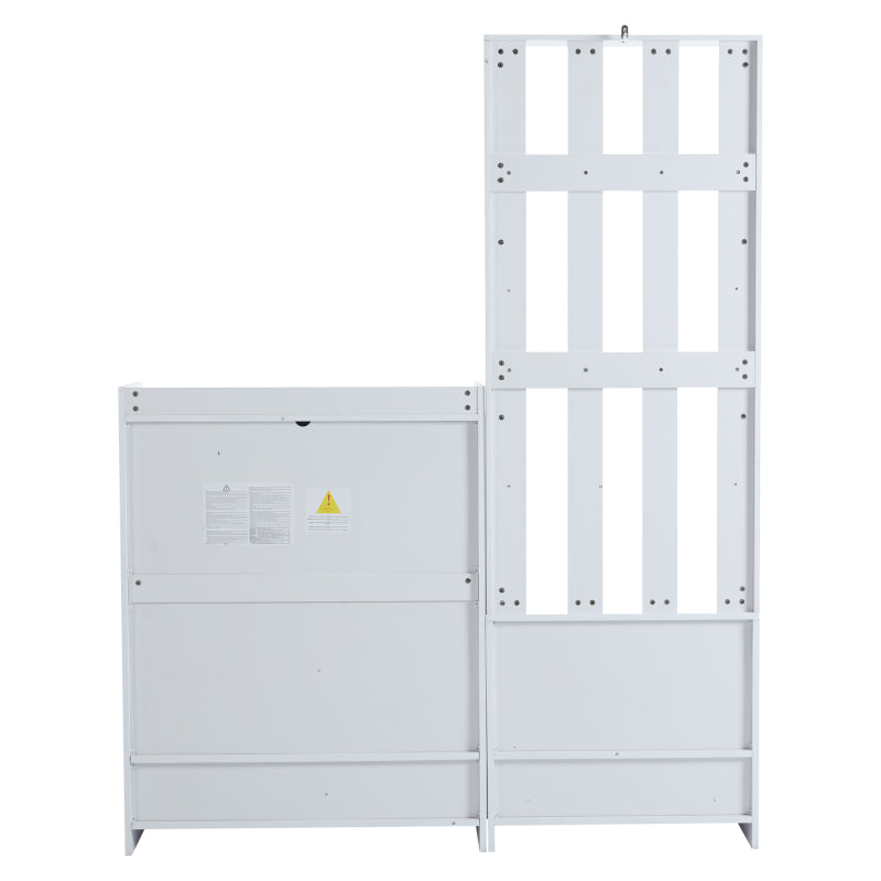 Flurgarderobe Paneel+Schuhschränke, Schuhwechsel-Set, weiß Garderoben-Set 140.6 x 32 x 180 cm