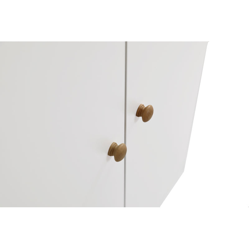 Kleiner Kleiderschrank mit Stange, 2-türiger Kleiderschrank, Schlafzimmer, Wohnzimmer, Kinderkleiderschrank, MDF, Weiß