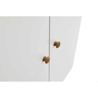 Kleiner Kleiderschrank mit Stange, 2-türiger Kleiderschrank, Schlafzimmer, Wohnzimmer, Kinderkleiderschrank, MDF, Weiß