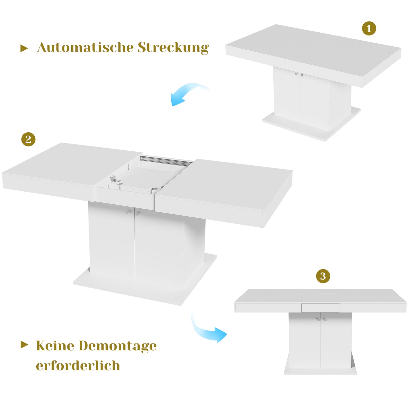 Ausziehbarer Esstisch, L140/180*W80*H76cm, Weiß