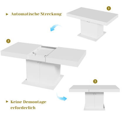 Ausziehbarer Esstisch, L140/180*W80*H76cm, Weiß