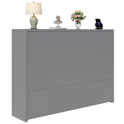 Faltbarer Schreibtisch mit Rollen & Wireless Charger–2-in-1 Sideboard & Arbeitsplatz, 115×27×93 cm (geschlossen, 95×51cm) Grey