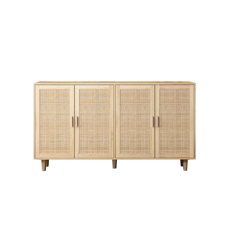 158CM Elegant and Functional 4-Door Rattan Decorative Storage Cabinet,for Bedroom,Living Room,Office;158CM Eleganter und funktioneller 4-türiger Rattan Schrank für Schlafzimmer, Wohnzimm