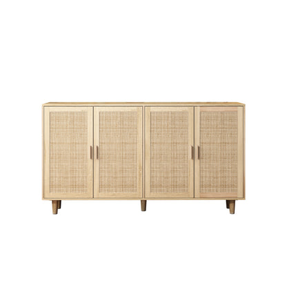 158CM Elegant and Functional 4-Door Rattan Decorative Storage Cabinet,for Bedroom,Living Room,Office;158CM Eleganter und funktioneller 4-türiger Rattan Schrank für Schlafzimmer, Wohnzimm