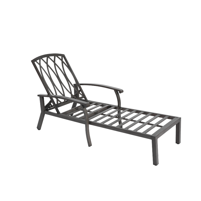 Lounge Patio Chair with Cotton Cushion, Adjustable Reclining Rust-Resistant Aluminum  Poolside Chaise Lounge Furniture, Waterproof Grey Cushion (1pc)