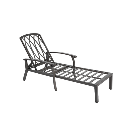 Lounge Patio Chair with Cotton Cushion, Adjustable Reclining Rust-Resistant Aluminum  Poolside Chaise Lounge Furniture, Waterproof Grey Cushion (1pc)