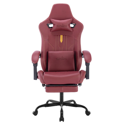 Gaming Stuhl Computerstuhl Ergonomischer Gaming Chair mit Fußstütze Bürostuhl Ergonomischer Computerstuhl mit Lendenwirbelstütze Beige